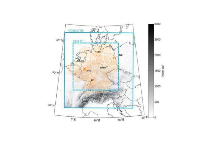 Modellregion für HD(CP)2 und Beobachtungsstationen. Mit dem Projekt „Wolken und Niederschlag im Klimasystem – HD(CP)2“ will
das BMBF dabei helfen, diese Wissenslücken zu schließen. Die Forscher
wollen vor allem die Frage beantworten: Wie verändern sich Wolkenbildung
und Niederschläge bei verschiedenen Erwärmungsgraden in einzelnen
Regionen?
Im Rahmen des Projektes fand zwischen April und Juli 2013 eine Messkampagne in einem etwa einhundert
Quadratkilometer großen Gebiet über dem Forschungszentrum Jülich statt.
Dort kamen unter anderem Lidar-Apparate zum Einsatz, die wie ein Echolot
funktionieren und die Rückstreuung von Feuchtigkeitspartikeln auf einen
in die Wolken gerichteten Laserstrahl aufzeichnen.
Die Grafik stammt aus der aktuellen Ausgabe von Perspektive Erde "Was macht der Weltklimarat?",
in der die Arbeitsweise des UN-Gremiums IPCC dargestellt wird. Zudem werden Informationen und Ansprechpartner zu
BMBF-geförderten Klimaforschungsprojekten aus der „Forschung zum
Globalen Wandel“ vorgestellt.