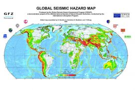 Weltkarte der seismisch besonders gef&auml;hrdeten Regionen