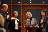 Bundesforschungsministerin Prof. Dr. Johanna Wanka (2.v.r.) im Gespräch mit Karin Lochte (2.v.l.) und Staatsrätin Ulrike Hiller (r.) Aufnahmen vom Parlamentarischen Abend zur deutschen Arktisforschung und – politik in der Bremer Landesvertretung in Berlin am 13.1.2016. Der Abend wurde veranstaltet vom AWI, der BGR und dem IASS.