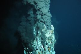 Black smoker on the seafloor.