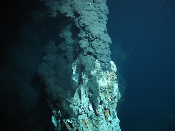 Black smoker on the seafloor.