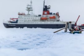 The German research vessel Polarstern during an ice station.