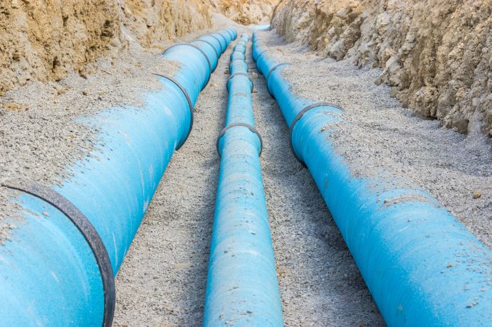 Baustelle für eine neue Wasserleitung