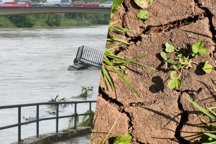 Hochwasser und Dürre bildhaft dargestellt