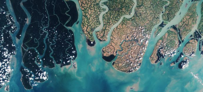 Aufnahme des östlichen Sundarbans in Bangladesch durch den Satelliten Sentinel-2A