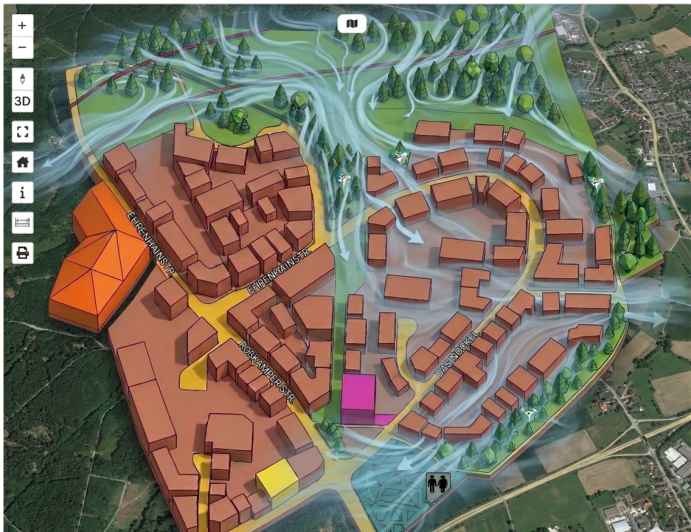 Urbane Digitale Zwillinge können bereits vor einer Baumaßnahme beispielsweise den Effekt für das Stadtklima schnell und unkompliziert simulieren, da sie verschiedene Informationen intelligent miteinander verknüpfen.