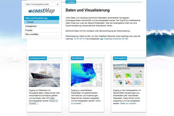 Das Geoportal coastMap des Helmholtz-Zentrums Geesthacht