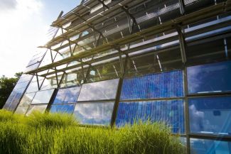 Building with solar panels