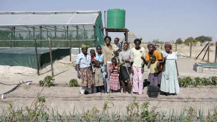 Farmers at the CuveWaters Green Village in Epyeshona