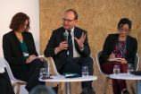 Nicole Wilke (BMUB), Ottmar Edenhofer (PIK) und H.E. Janine Felson (Permanent Mission of Belize to the United Nations auf dem BMBF-Side Event "Global Stocktake: Information from science" auf dem deutschen Pavillon (COP 23, Bonn)