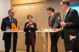 Ottmar Edenhofer (PIK, MCC), Ulrike Kornek (MCC), Andreas Löschel (Universität Münster) und der Moderator Gregor Laumann (DLR PT) bei der German Science Hour „Paris, coal, and the price of carbon ", Deutscher Pavillon, COP 23, Bonn