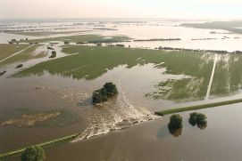 Von Hochwasser überflutete Felder 