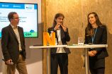 Prof. Grischa Perino (Uni Hamburg), Prof. Karen Pittel (ifo-Institut) und Julia Anna Bingler (Germanwatch) bei der German Science Hour „Carbon Pricing", Deutscher Pavillon, COP 23, Bonn