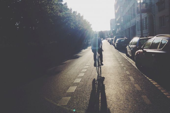 Bicyclist in the morning light