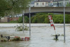 Überschwemmung in Ulm nach Starkregen.