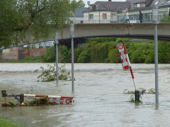 Überschwemmung in Ulm nach Starkregen.