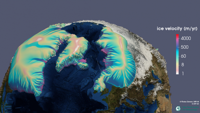 Simulation der Glazialen Eisschilde mit PISM (Parallel Ice Sheet Model). Simulation der Glazialen Eisschilde mit PISM (Parallel Ice Sheet Model).