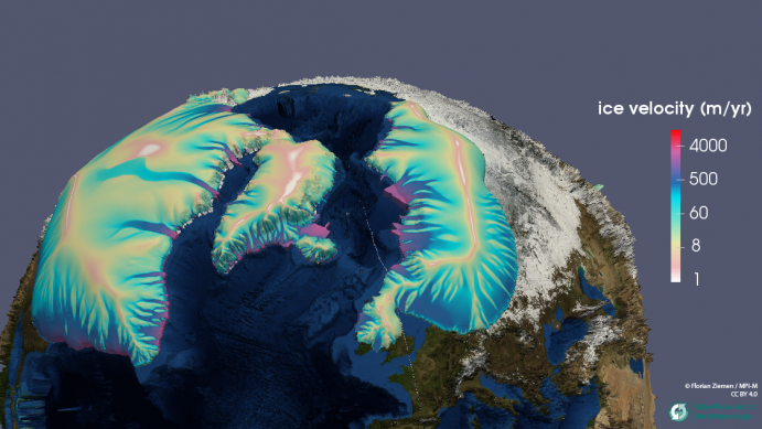 Simulation der Glazialen Eisschilde mit PISM (Parallel Ice Sheet Model).