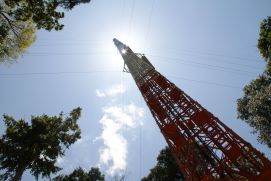 The 325 metre high ATTO research tower stands in the middle of the Amazon rainforest, 150 kilometres north-east of Manaus, Brazil. 