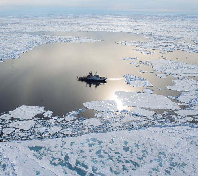 Der Forschungseisbrecher POLARSTERN in der Arktis