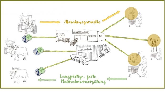 Illustration zur Wirkungsweise eines Nachhaltige-Lebensmittel-Gesetzes