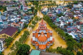 Hochwasser in Hue, Vietnam im Oktober 2020. 