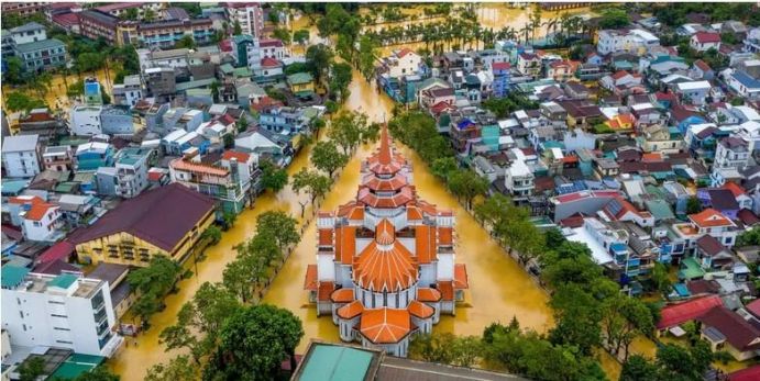 Hochwasser in Hue, Vietnam im Oktober 2020. 