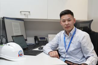 Dr. Munkhjargal in his office at the "Millenium Challenge Account-Mongolia"