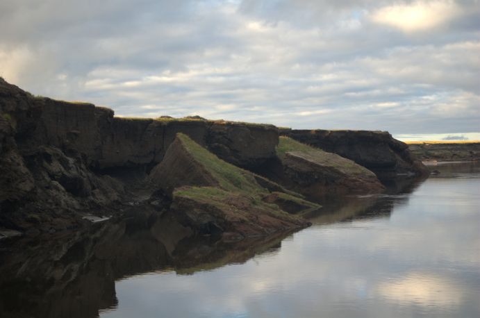 When permafrost soils thaw, entire landscapes can change, as here in the Lena Delta in northern Siberia.