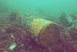 Korrodierende Mine am Boden der Ostsee