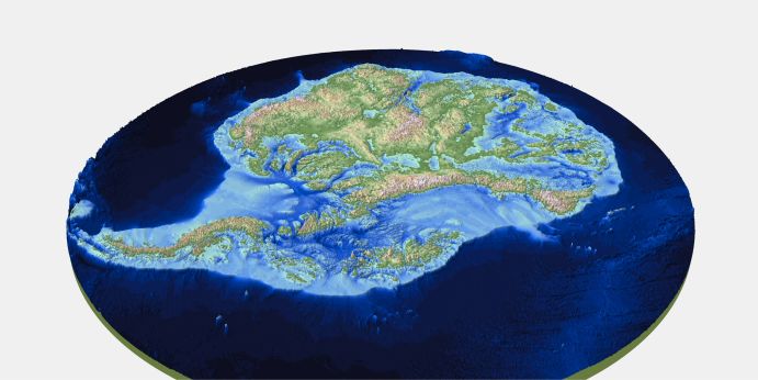 Topographie der Antarktis ohne Eisschild 