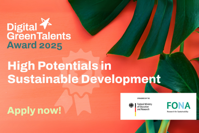 Young researchers from all over the world are once again invited to apply for the Digital GreenTalents Award by June 6, 2025. Sharepic for the 2025 Digital GreenTalents Award