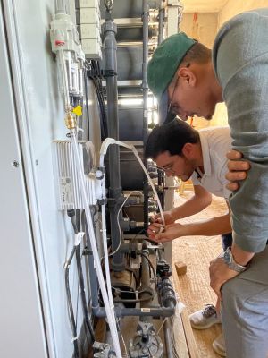 The desalination plant treats the water for drip irrigation. The desalination plant treats the water for drip irrigation.