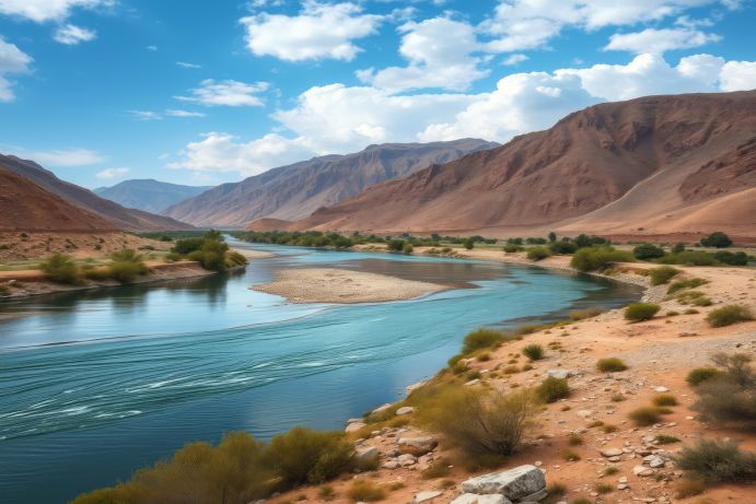 Der Yarmouk, als größter Nebenfluss des Jordan, und die in seinem Einzugsgebiet befindlichen Grundwasservorkommen liefern grenzüberschreitend Trink- und Bewässerungswasser. Flusslandschaft am Yarmouk